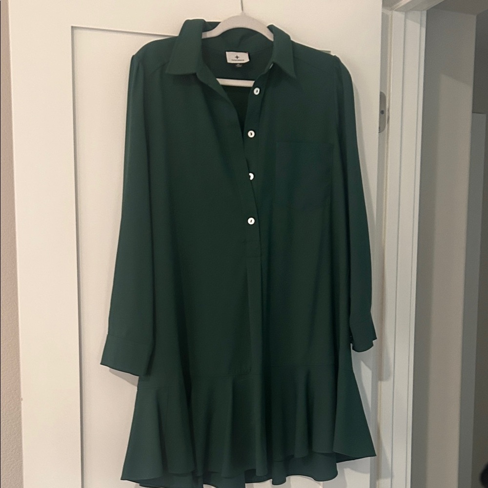 Tuckernuck Callahan Shirt Dress Emerald Green